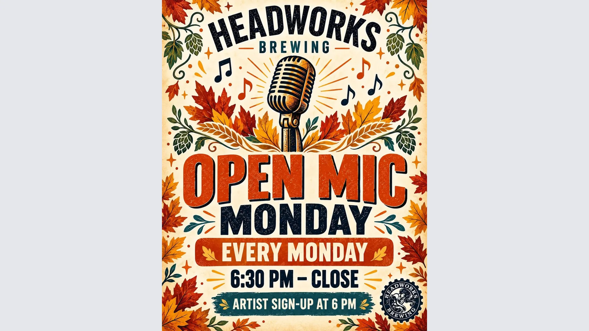 Open Mic Monday at Headworks Brewing