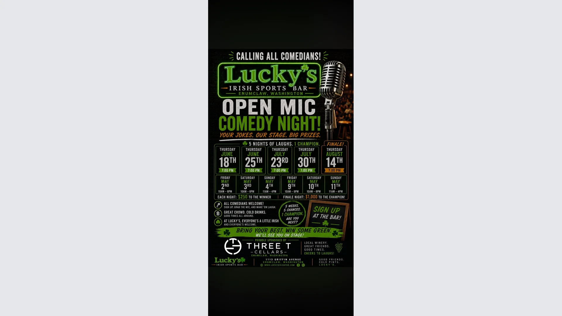 Lucky’s Open Mic Comedy Night